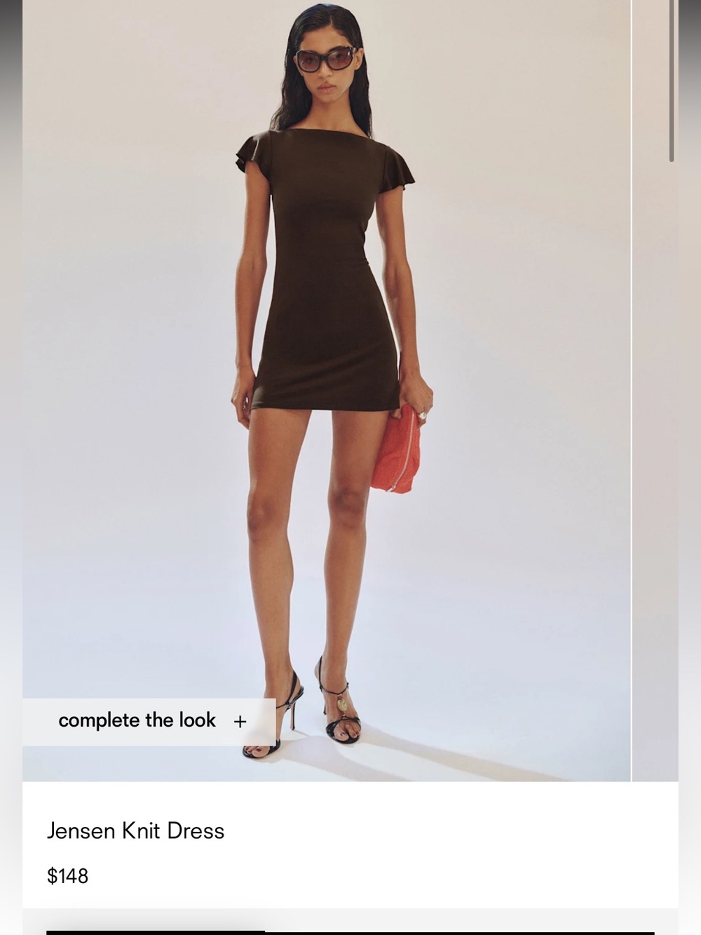 Reformation Dark Brown Flutter Sleeve Shift Dress